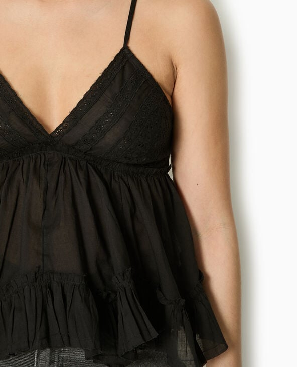Pimkie Top à Bretelles Avec Dentelle Et Volants - Noir