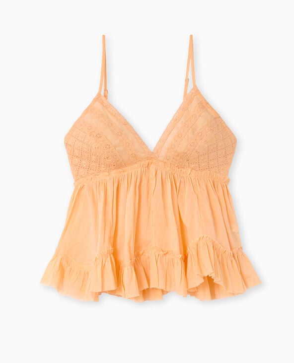 Pimkie Top à Bretelles Avec Dentelle Et Volants - Orange