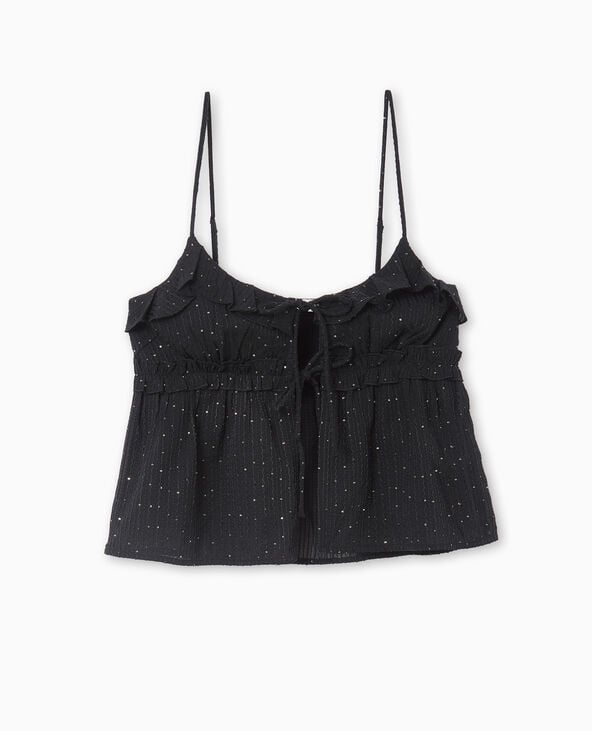 Pimkie Top à Bretelles Avec Volants Et Mini Sequins - Noir