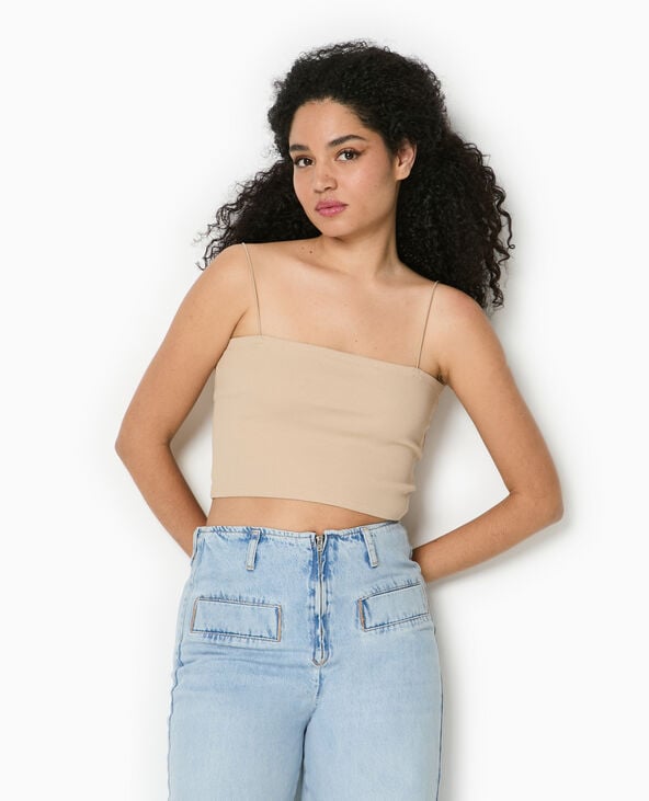 Pimkie Top Bandeau Court Avec Bretelles Fines - Beige