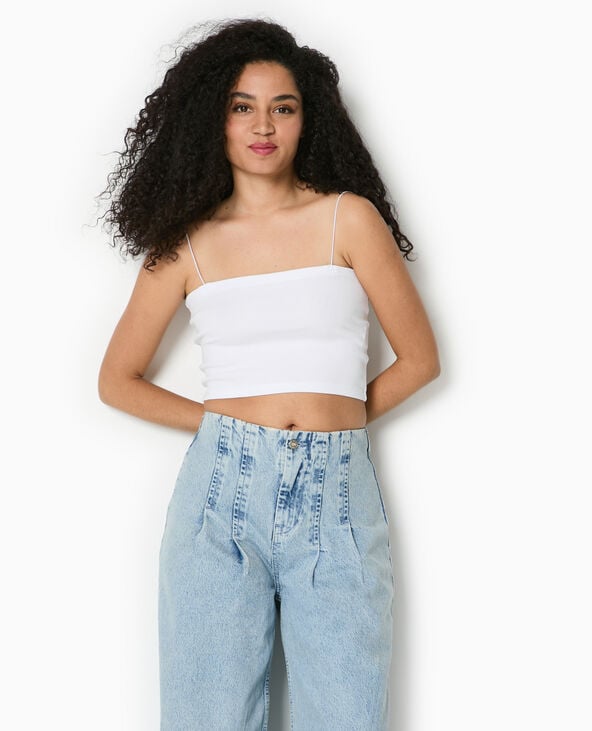Pimkie Top Bandeau Court Avec Bretelles Fines - Blanc