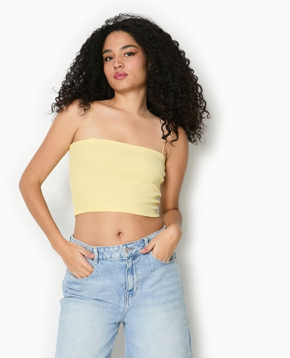 Pimkie Top Bandeau Court Avec Bretelles Fines - Jaune Pâle