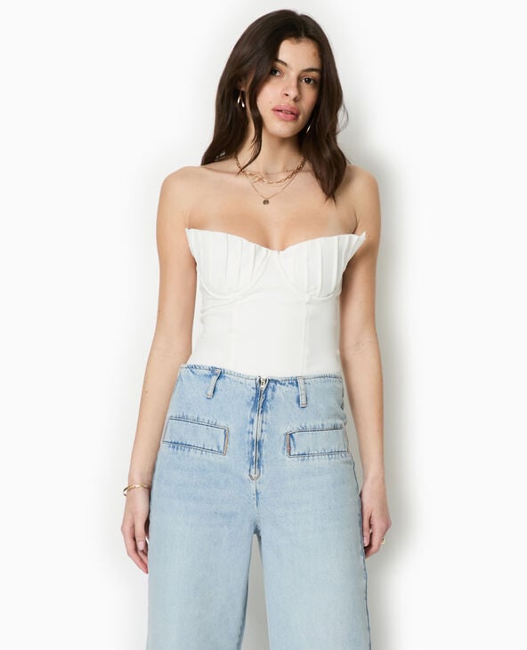 Pimkie Top Bustier Avec Balconnets Coquillages - Blanc