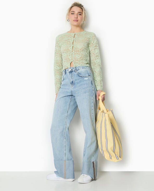 pimkie Top cardigan en dentelle avec bouton perle - Vert de gris