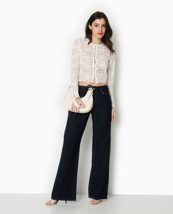 pimkie Top cardigan en dentelle avec boutons perles - Blanc