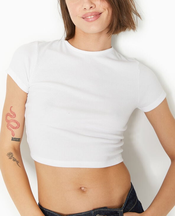 Pimkie Top Court Dos Ouvert Avec Liens Coulissés - Blanc