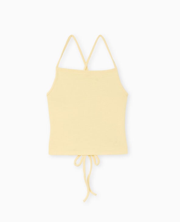 Pimkie Top Court En Maille Reliefée Et Extensible - Jaune Pâle