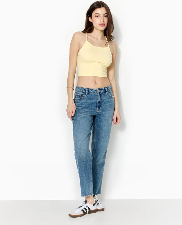 pimkie Top court en maille reliefée et extensible - Jaune pâle