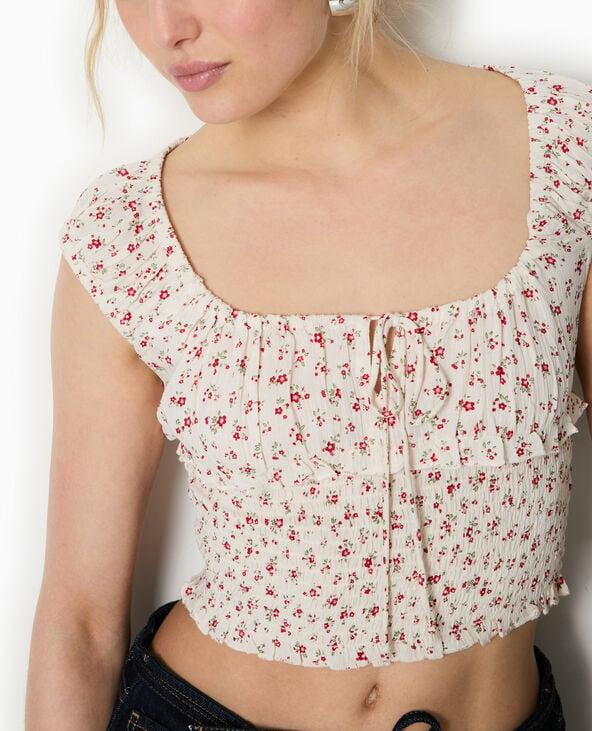 Pimkie Top Court Forme Empire Avec Petites Fleurs - Blanc