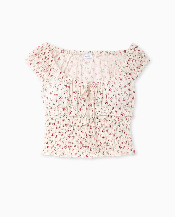 Pimkie Top Court Forme Empire Avec Petites Fleurs - Blanc