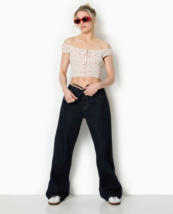 pimkie Top court forme empire avec petites fleurs - Blanc