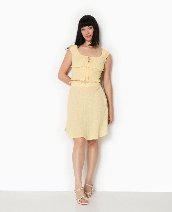 pimkie Top court forme empire avec petites fleurs - Jaune pâle