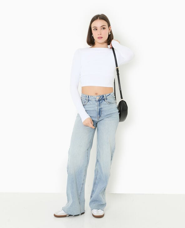 Pimkie Top Court Manches Longues Avec Dos Ouvert - Blanc