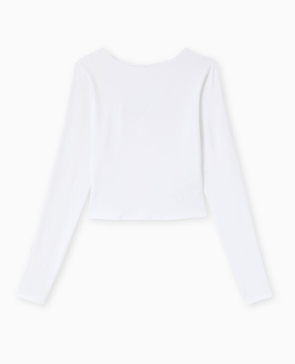 Pimkie Top Court Manches Longues Avec Dos Ouvert - Blanc