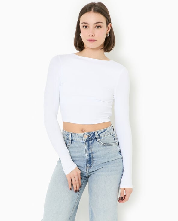 pimkie Top court manches longues avec dos ouvert - Blanc