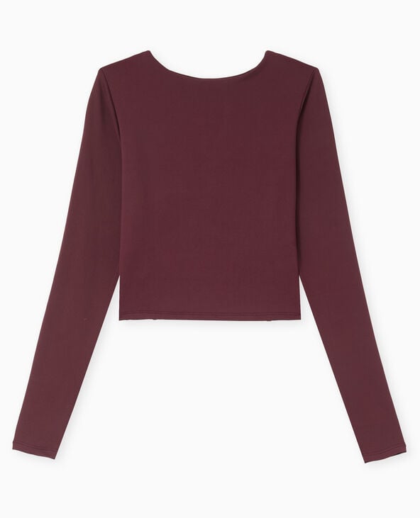 Pimkie Top Court Manches Longues Avec Dos Ouvert - Bordeaux