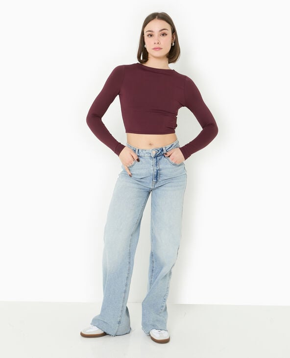 pimkie Top court manches longues avec dos ouvert - Bordeaux