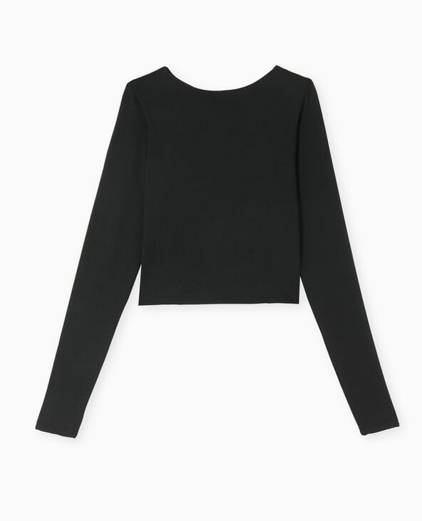 Pimkie Top Court Manches Longues Avec Dos Ouvert - Noir