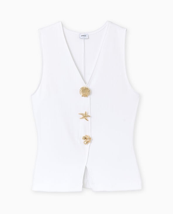 Pimkie Top Effet Gilet Sans Manches Avec Boutons Bijoux - Blanc