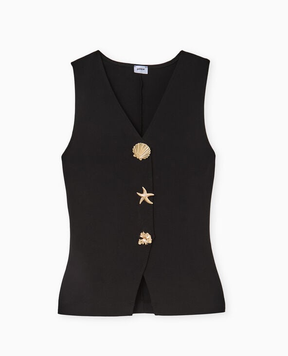 Pimkie Top Effet Gilet Sans Manches Avec Boutons Bijoux - Noir