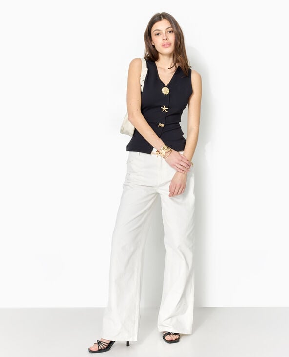 pimkie Top effet gilet sans manches avec boutons bijoux - Noir
