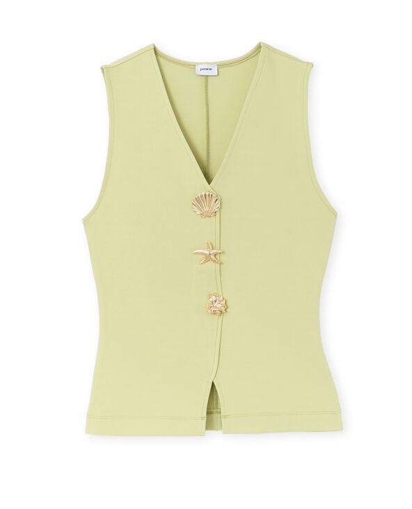 Pimkie Top Effet Gilet Sans Manches Avec Boutons Bijoux - Vert Clair
