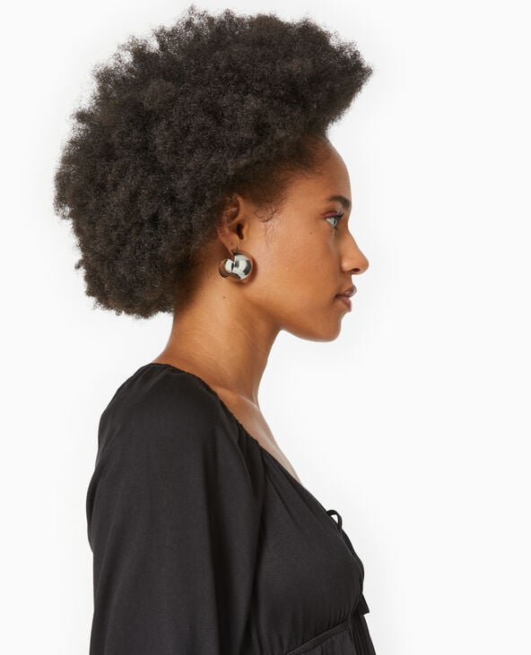 Pimkie Top Manches Longues Avec Nœud Et Volant - Noir