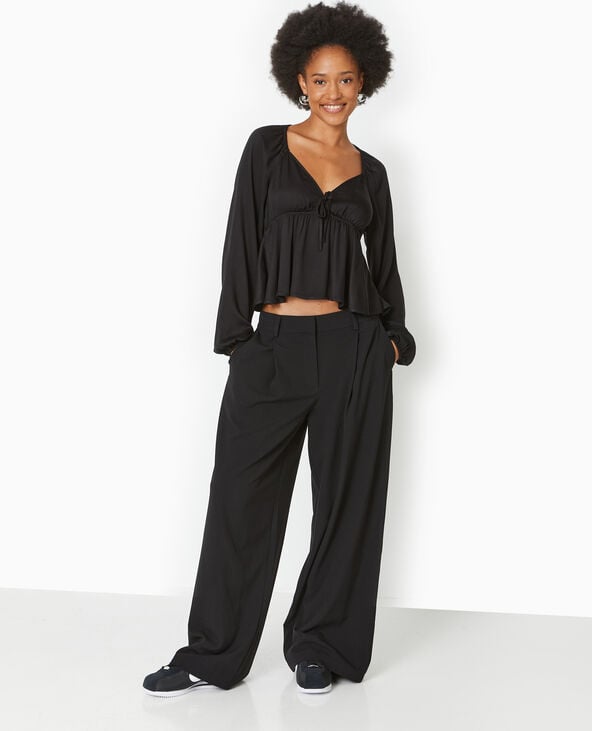 pimkie Top manches longues avec nœud et volant - Noir