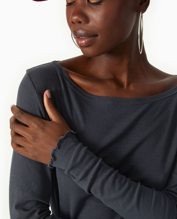 Pimkie Top Manches Longues Encolure Bateau - Gris Foncé