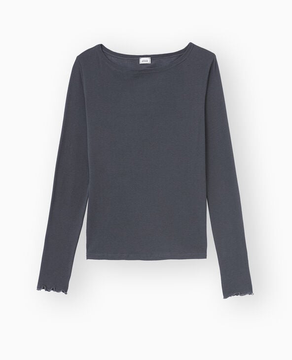 Pimkie Top Manches Longues Encolure Bateau - Gris Foncé