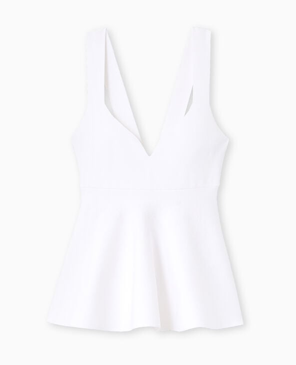 Pimkie Top Peplum En Maille Serrée Encolure Cœur - Blanc