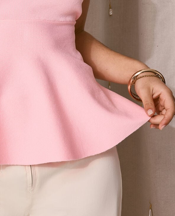 Pimkie Top Peplum En Maille Serrée Encolure Cœur - Rose
