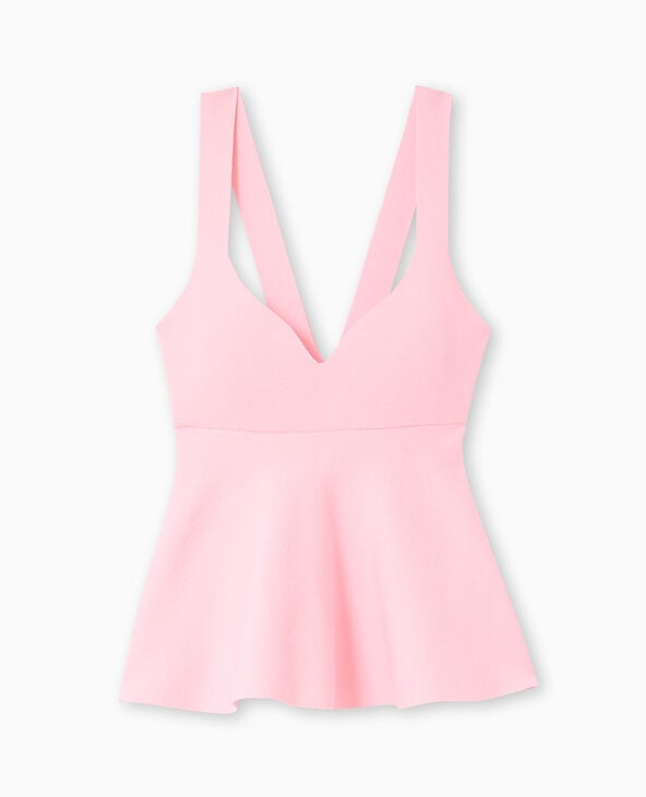 Pimkie Top Peplum En Maille Serrée Encolure Cœur - Rose