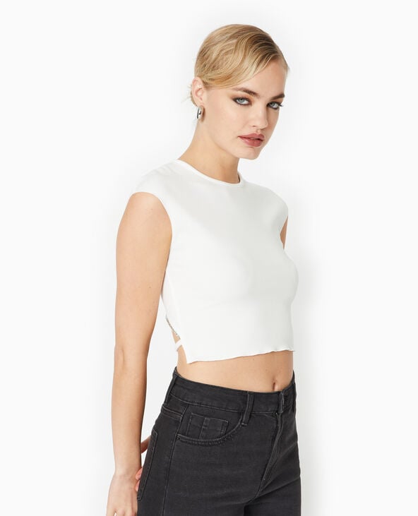 Pimkie Top Sans Manches Avec Dos Ouvert Et Strass - Blanc