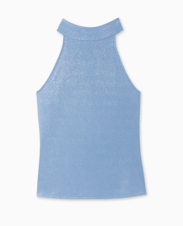 Pimkie Top Sans Manches Col Montant Avec Lurex - Bleu