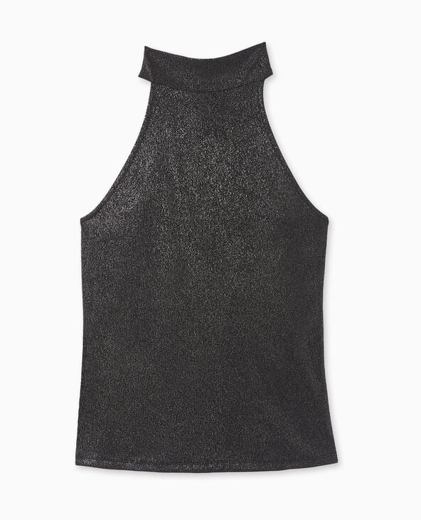 Pimkie Top Sans Manches Col Montant Avec Lurex - Noir