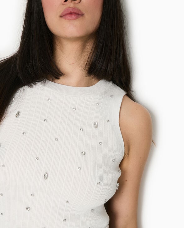 pimkie Top sans manches en maille avec strass - Blanc