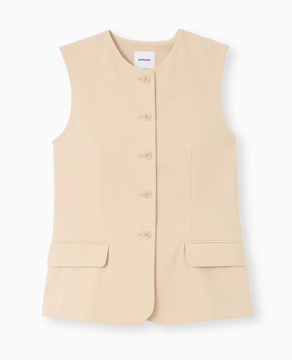 Pimkie Veste Blazer Sans Manches Esprit Gilet De Barman - Beige