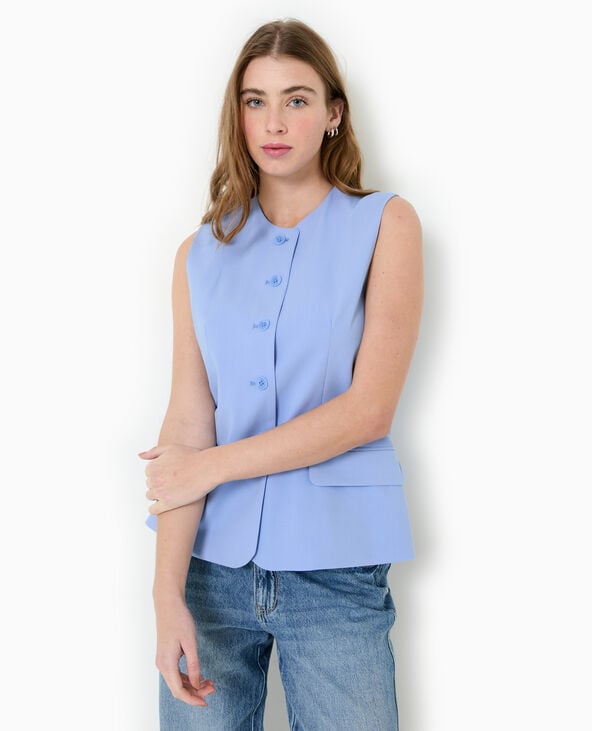 Pimkie Veste Blazer Sans Manches Esprit Gilet De Barman - Bleu