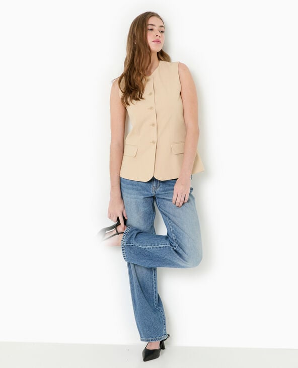 pimkie Veste blazer sans manches esprit gilet de barman - Beige