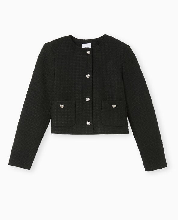 Pimkie Veste Courte En Tweed Avec Boutons Cœur - Noir