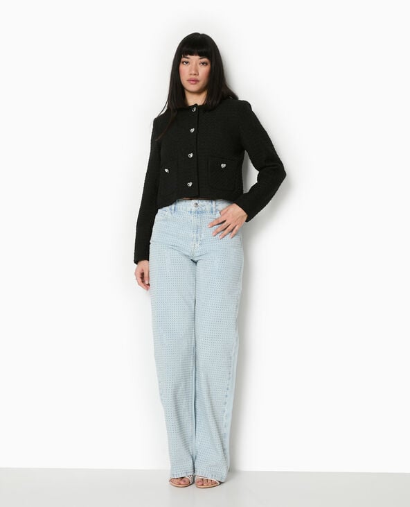 Pimkie Veste Courte En Tweed Avec Boutons Cœur - Noir