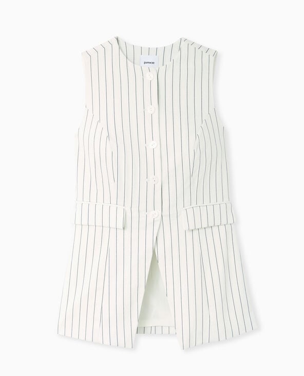 Pimkie Veste Longue Sans Manche Avec Fines Rayures - Noir