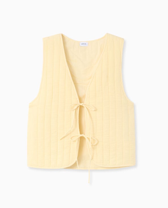 Pimkie Veste Sans Manches En Gaze De Coton Matelassée - Beige