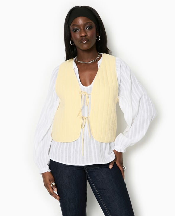 Pimkie Veste Sans Manches En Gaze De Coton Matelassée - Beige