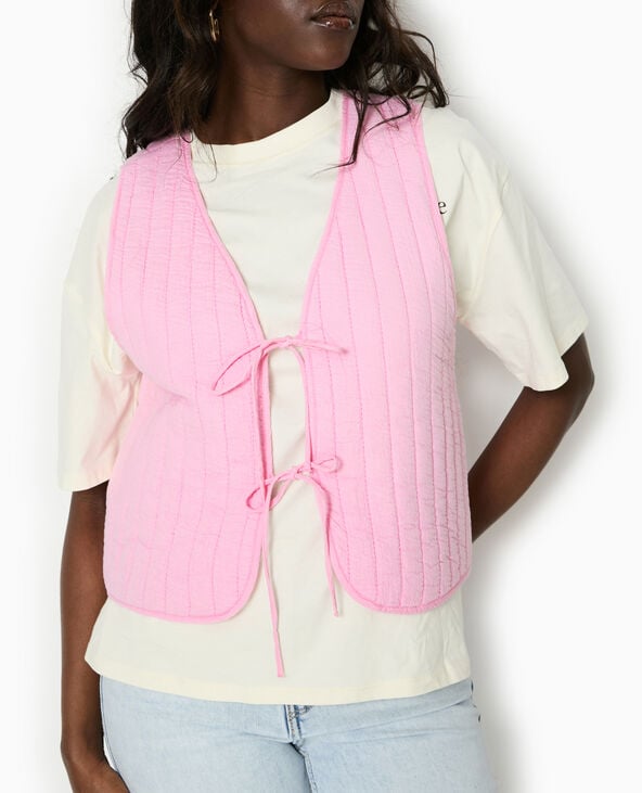 Pimkie Veste Sans Manches En Gaze De Coton Matelassée - Rose