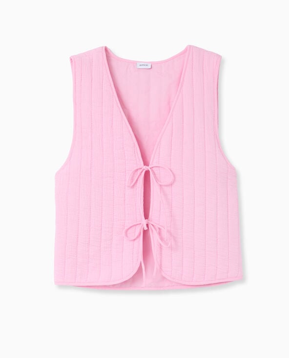 Pimkie Veste Sans Manches En Gaze De Coton Matelassée - Rose