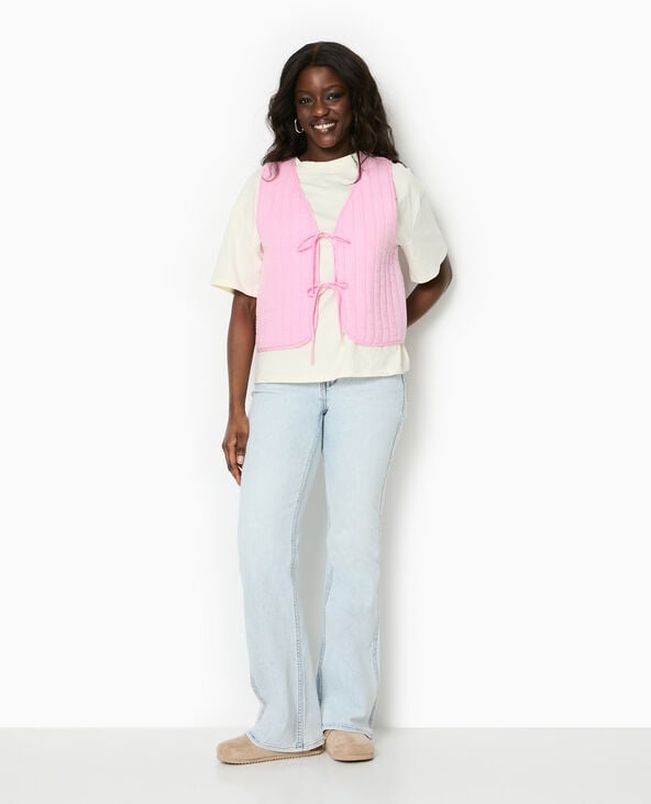 pimkie Veste sans manches en gaze de coton matelassée - Rose
