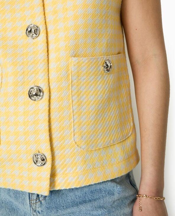 Pimkie Veste Sans Manches En Tweed Motif Pied-de-poule - Jaune