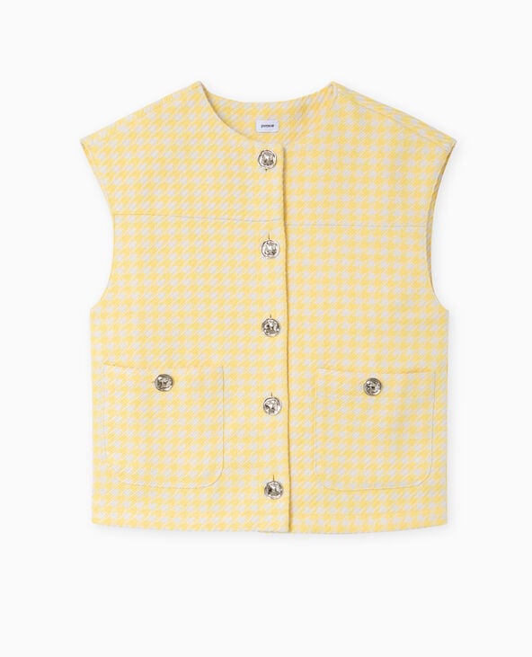 Pimkie Veste Sans Manches En Tweed Motif Pied-de-poule - Jaune
